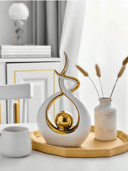 1pc Modern Abstract Resin Art Sculpture, Elegant Handmade Decorative Statue for Living Room, Bedroom or Office Desk, Minimalist Home Decor