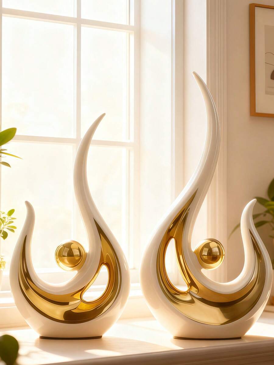 1pc Modern Abstract Resin Art Sculpture, Elegant Handmade Decorative Statue for Living Room, Bedroom or Office Desk, Minimalist Home Decor