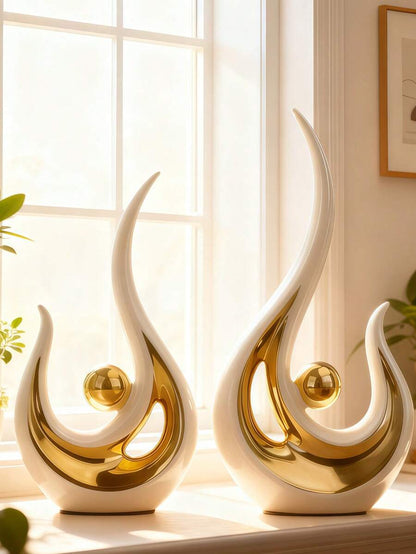 1pc Modern Abstract Resin Art Sculpture, Elegant Handmade Decorative Statue for Living Room, Bedroom or Office Desk, Minimalist Home Decor