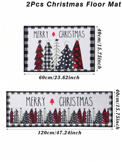 2pcs Merry Christmas Doormat Set, Gnome and Snowflake Design, Non-Slip Washable Floor Mats for Kitchen, Entryway, or Holiday Home Decoration 2026