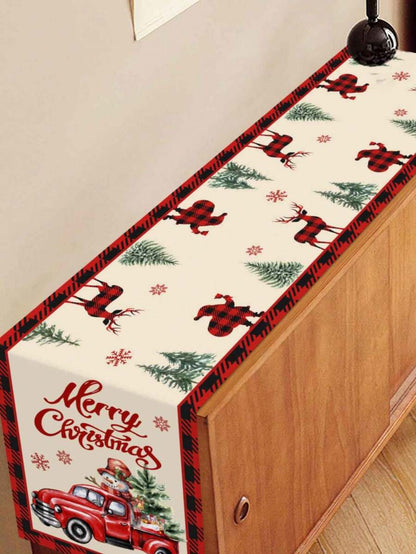 Gingerbread Man Christmas Table Runner, 35x180cm Polyester Holiday Table Flag, Festive Dining Room Décor for Christmas & Winter Home Use
