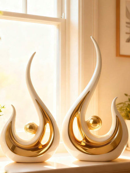 1pc Modern Abstract Resin Art Sculpture, Elegant Handmade Decorative Statue for Living Room, Bedroom or Office Desk, Minimalist Home Decor