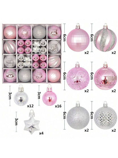 44pcs Sequined Christmas Tree Ball Ornaments, Glitter Decorative Holiday Tree Baubles, Perfect for Christmas Parties and Home Decoration