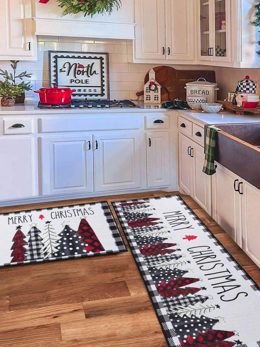 2pcs Merry Christmas Doormat Set, Gnome and Snowflake Design, Non-Slip Washable Floor Mats for Kitchen, Entryway, or Holiday Home Decoration 2026