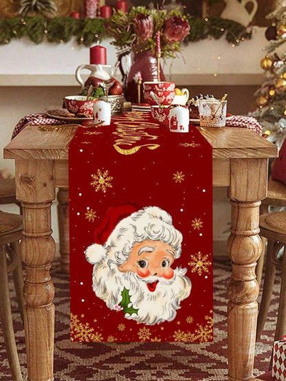Gingerbread Man Christmas Table Runner, 35x180cm Polyester Holiday Table Flag, Festive Dining Room Décor for Christmas & Winter Home Use