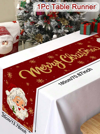 Gingerbread Man Christmas Table Runner, 35x180cm Polyester Holiday Table Flag, Festive Dining Room Décor for Christmas & Winter Home Use