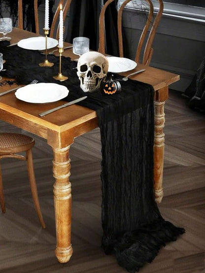 Wrinkled Cheesecloth Table Runner for Weddings and Holidays, Elegant Table Centerpiece Cloth for Christmas Dining, Birthdays, and Romantic Events