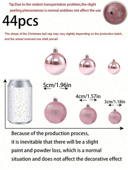 44-Piece Christmas Ball Ornament Set, Shatterproof Hanging Baubles for Christmas Tree, Wedding or Office Decor, Multi-Size Holiday Decorations