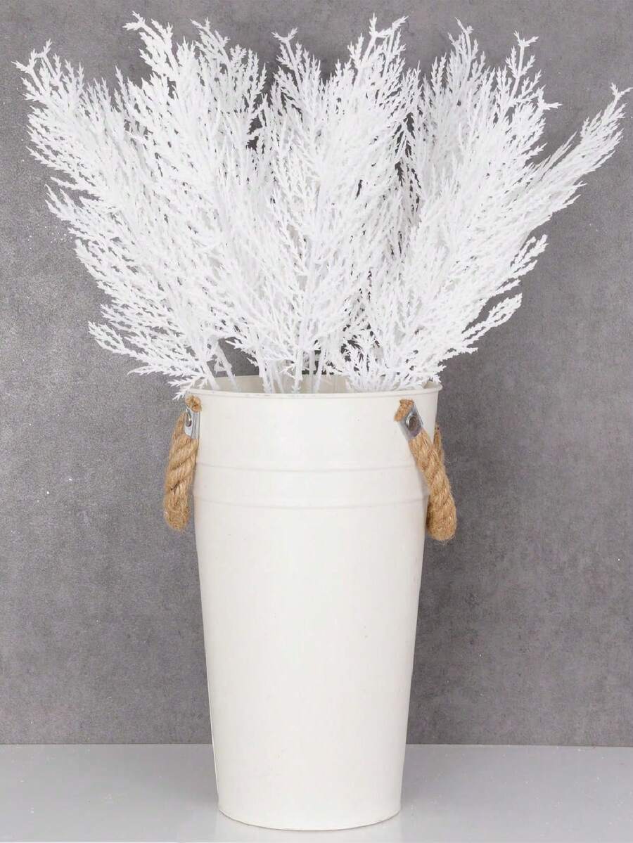 20pcs Glitter Cedar Pine Needles with Sequins, Artificial Blue and Pink Leaves for DIY Garlands, Wedding Bouquets, and Winter Holiday Home Decor