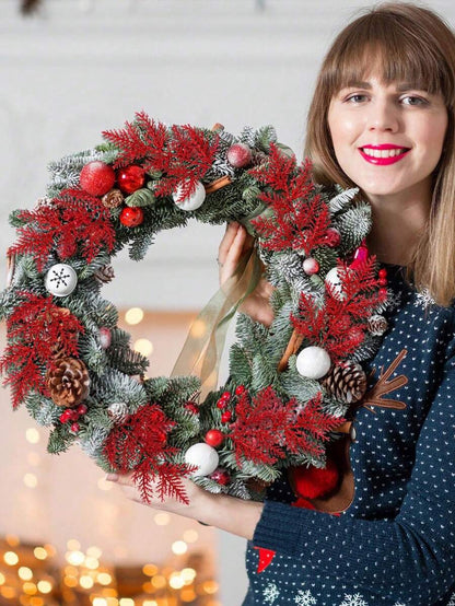 20pcs Glitter Cedar Pine Needles with Sequins, Artificial Blue and Pink Leaves for DIY Garlands, Wedding Bouquets, and Winter Holiday Home Decor