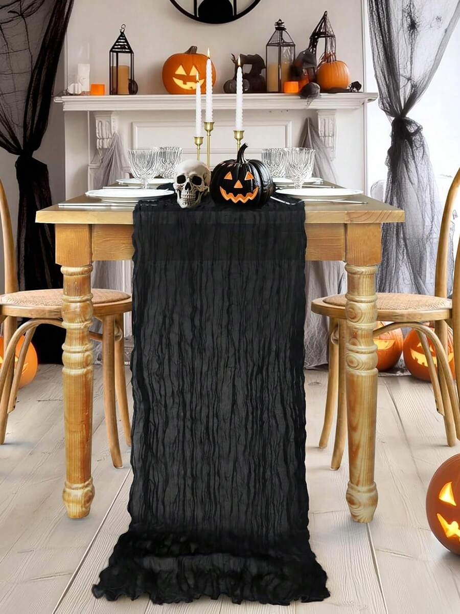 Wrinkled Cheesecloth Table Runner for Weddings and Holidays, Elegant Table Centerpiece Cloth for Christmas Dining, Birthdays, and Romantic Events