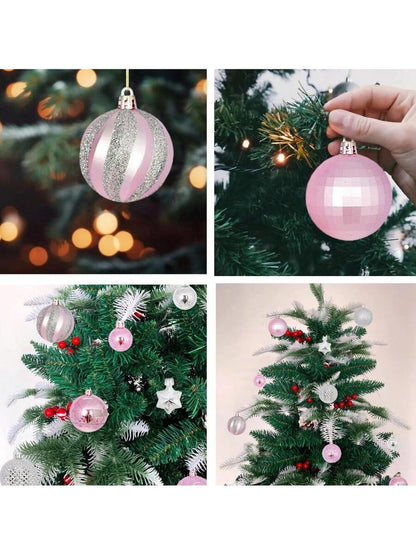 44pcs Sequined Christmas Tree Ball Ornaments, Glitter Decorative Holiday Tree Baubles, Perfect for Christmas Parties and Home Decoration