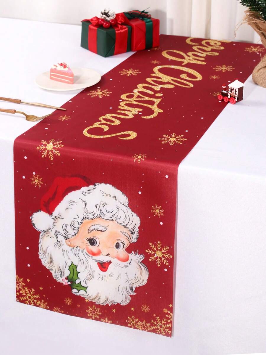 Gingerbread Man Christmas Table Runner, 35x180cm Polyester Holiday Table Flag, Festive Dining Room Décor for Christmas & Winter Home Use