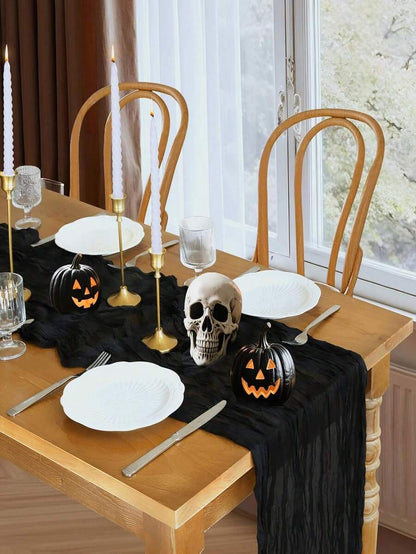 Wrinkled Cheesecloth Table Runner for Weddings and Holidays, Elegant Table Centerpiece Cloth for Christmas Dining, Birthdays, and Romantic Events