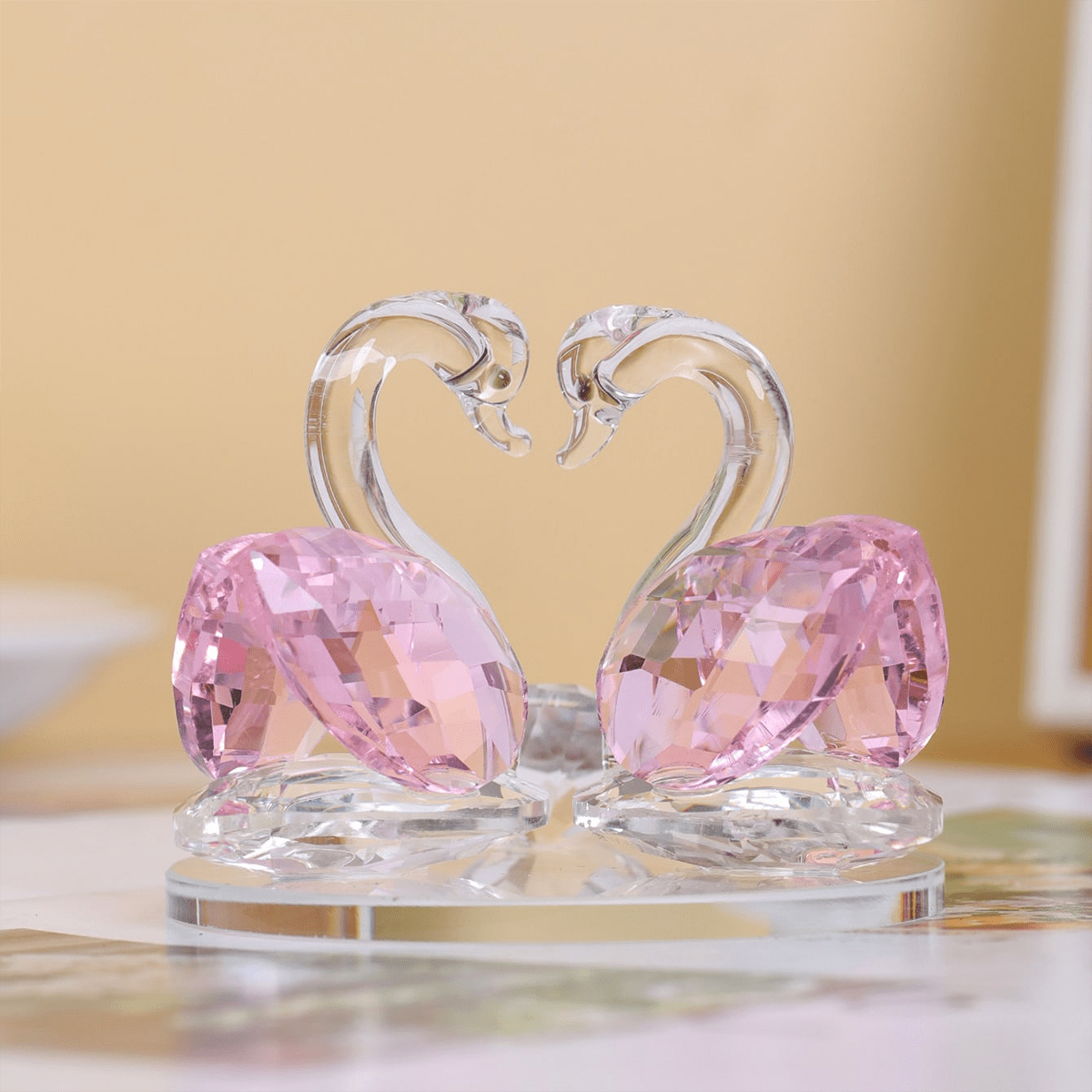 1pc Crystal Swan Figurine, Elegant Glass Ornament for Home or Office Decoration, Romantic Table Display Decor