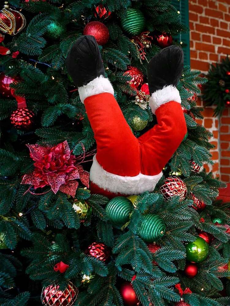 Christmas Elf Legs Tree Topper Decoration, Plush Stuffed Elf Body Ornament for Holiday Trees, Fun Fireplace and Party Decor for Home or Office