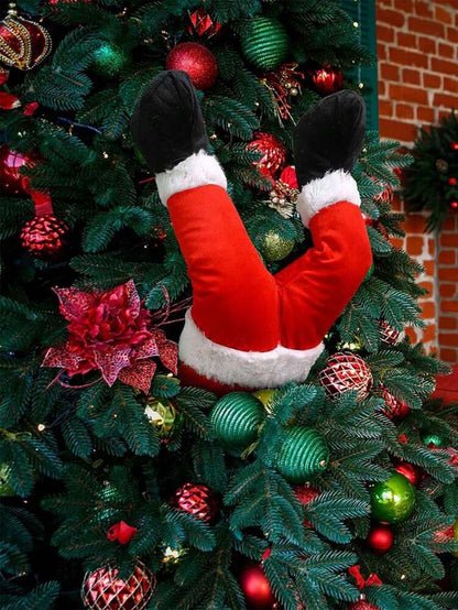 Christmas Elf Legs Tree Topper Decoration, Plush Stuffed Elf Body Ornament for Holiday Trees, Fun Fireplace and Party Decor for Home or Office