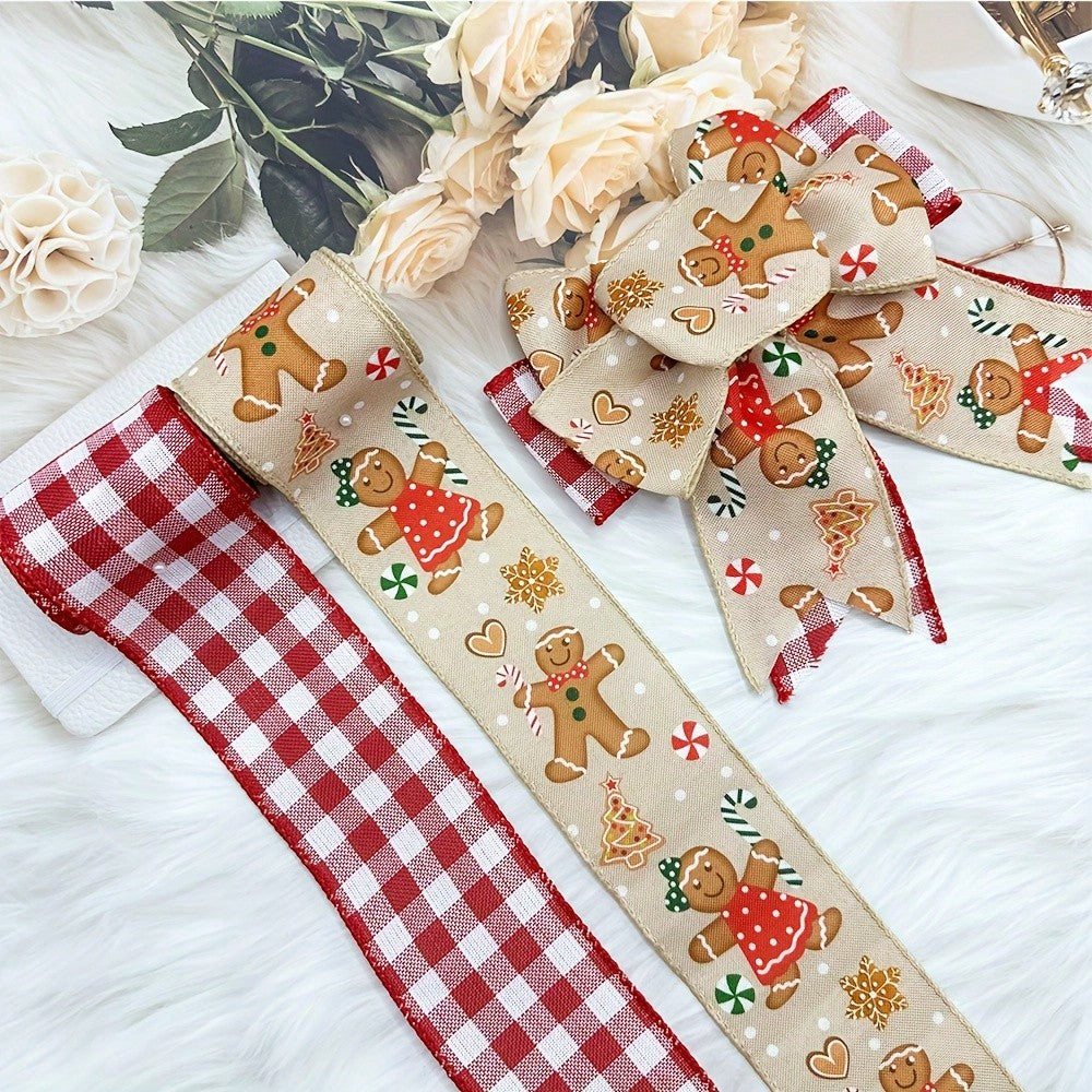 1–2 Rolls Wired Red and Burlap Christmas Ribbon, 2.5-Inch Wide Decorative Bow Ribbon for Wreaths, DIY Crafts, Gift Wrapping, and Home Holiday Decor