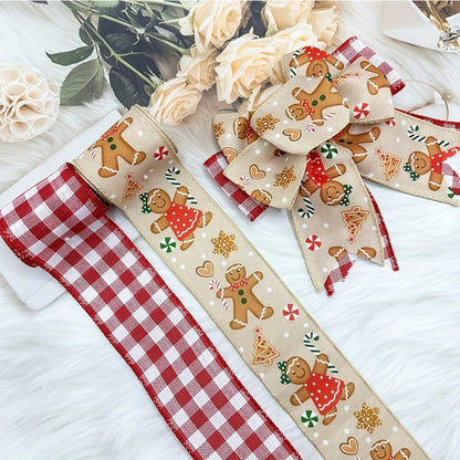 1–2 Rolls Wired Red and Burlap Christmas Ribbon, 2.5-Inch Wide Decorative Bow Ribbon for Wreaths, DIY Crafts, Gift Wrapping, and Home Holiday Decor