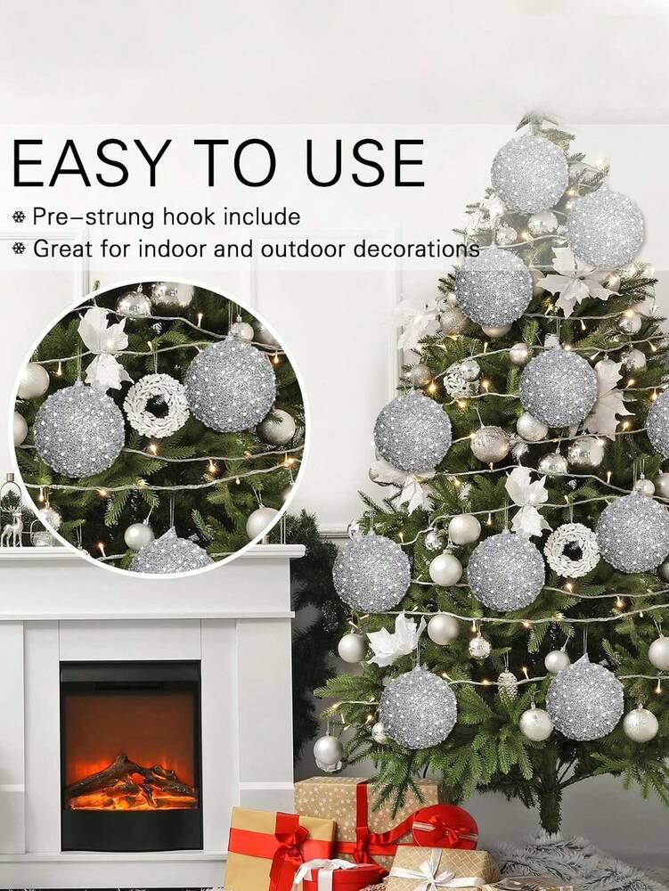 12pcs Champagne Christmas Ball Ornaments, 3.15-Inch Shatterproof Baubles, Elegant Tree Decorations for Weddings, Holidays, and Party Displays