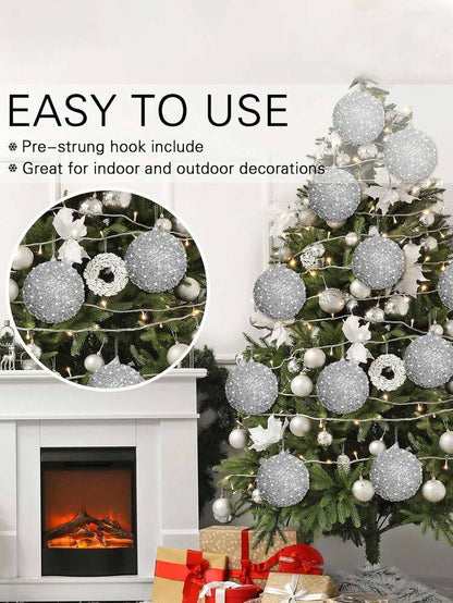 12pcs Champagne Christmas Ball Ornaments, 3.15-Inch Shatterproof Baubles, Elegant Tree Decorations for Weddings, Holidays, and Party Displays