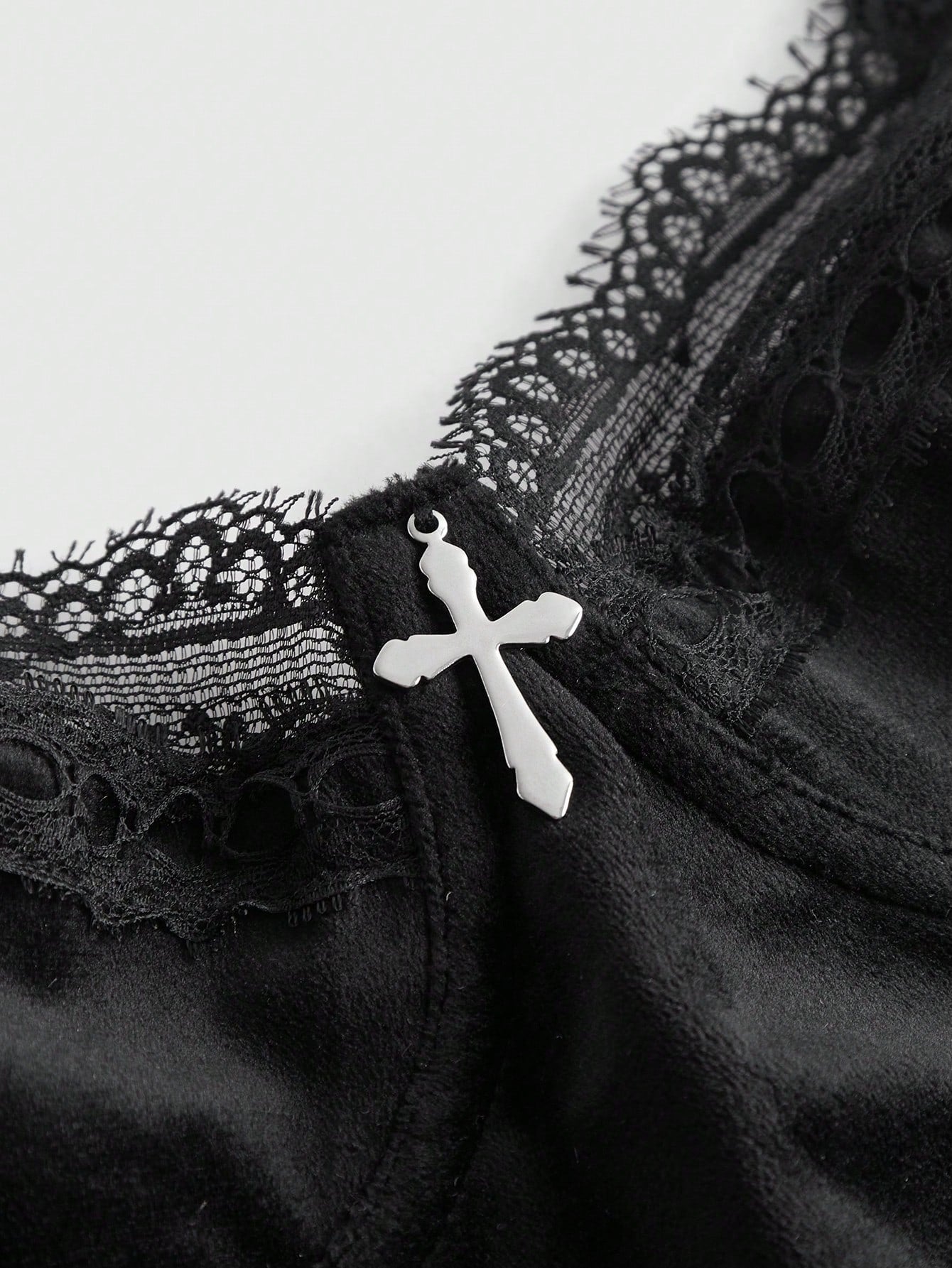 Goth Contrast Lace Sexy Bodysuit Lingerie