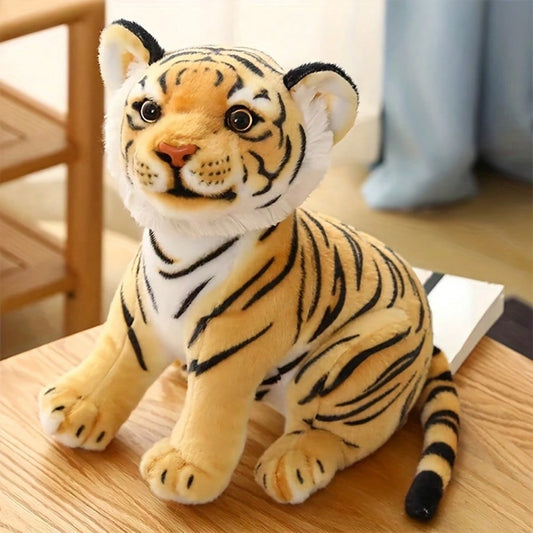 23cm Soft Tiger Plush Toy, Realistic Stuffed Animal Plushie, Cute Wildlife Decoration for Bedroom or Office Display