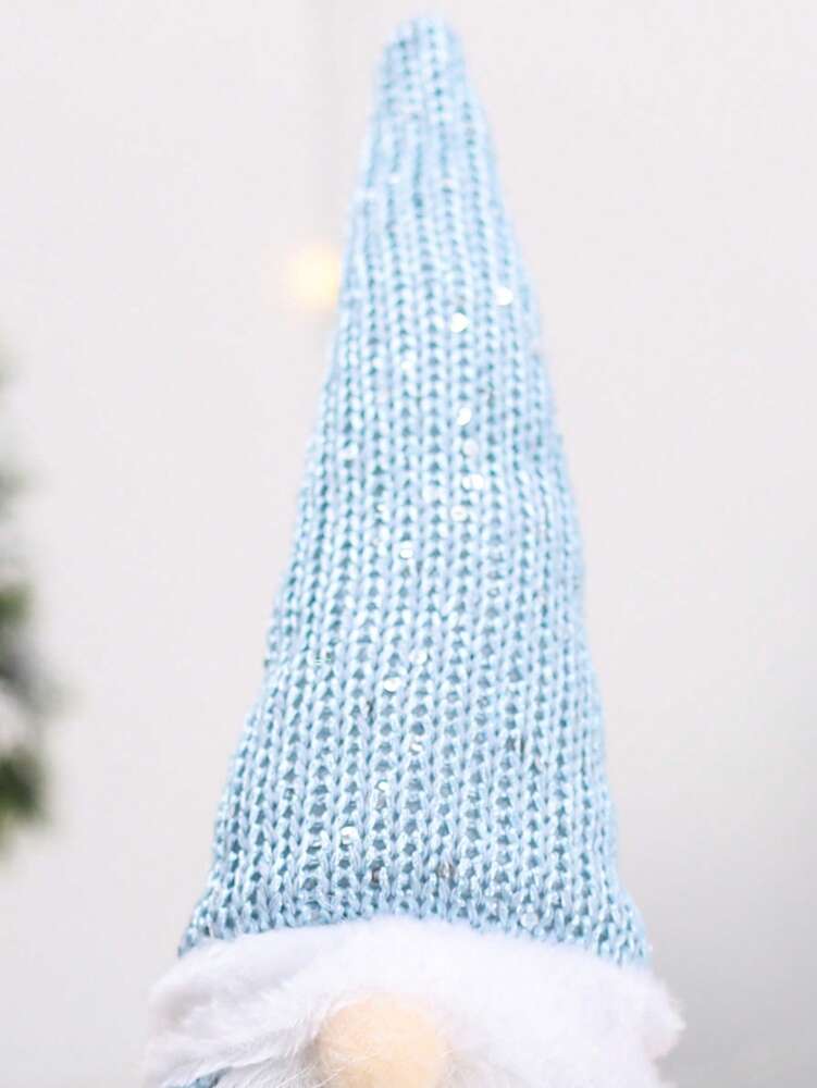 Christmas Gnome Ornament with Knitted Hat, Cute Faceless Figurine Decor, Festive Christmas Tree Decoration and Gift for Home, Table, or Office