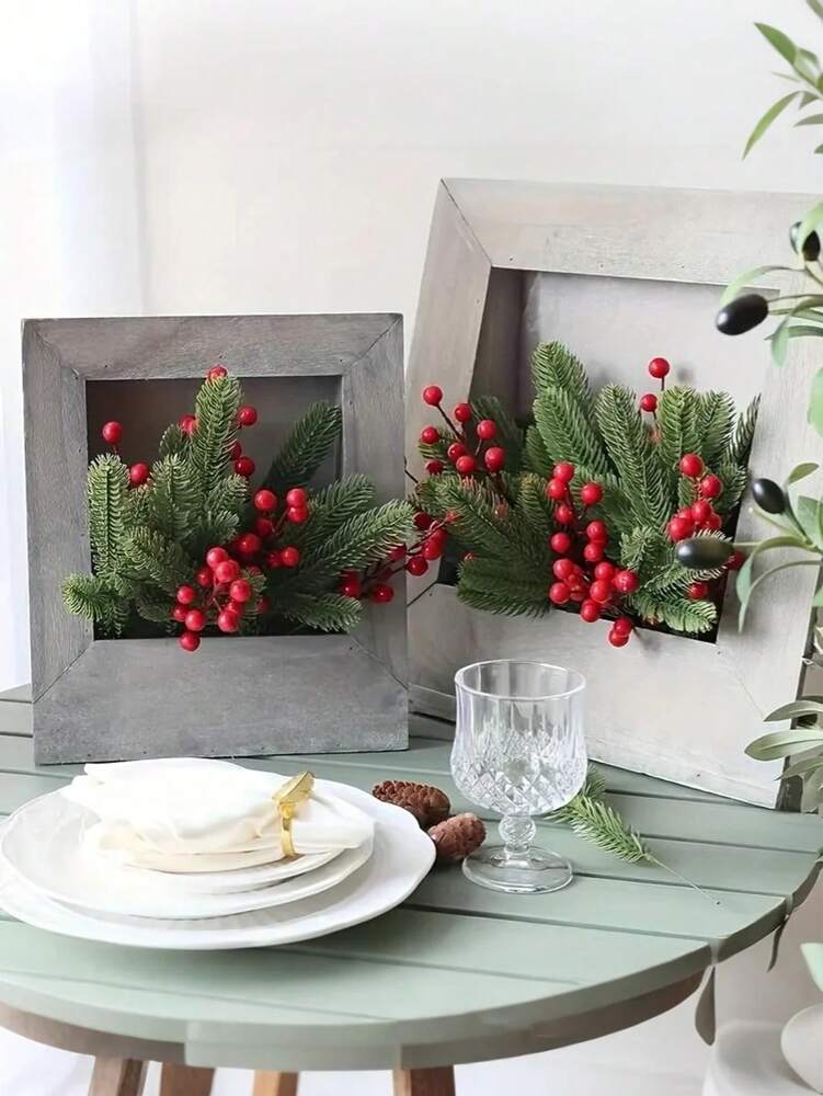 50pcs Artificial Pine Branches, Flexible Green Needles for Christmas Crafts, Tree Fillers, Fireplace Decor, Wreaths, and Gift Packaging