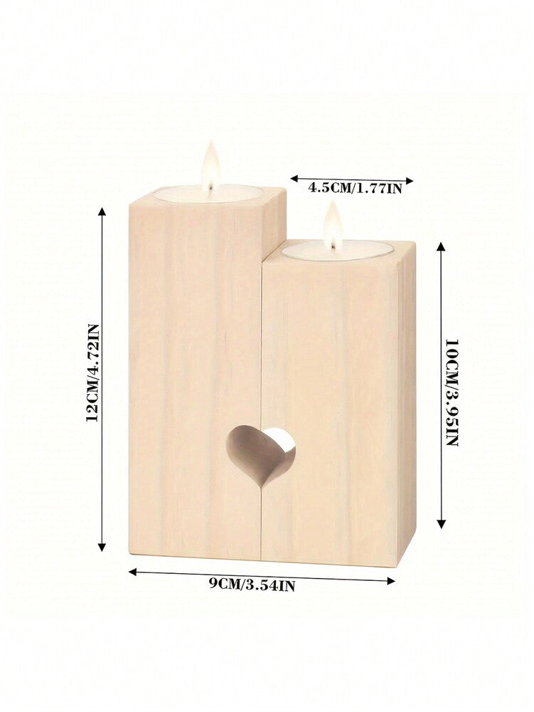 Wooden Heart Candle Holder Gift for Sister, Elegant Birthday or Thanksgiving Remembrance Keepsake, Best Friend or Family Gift (Candles Not Included)
