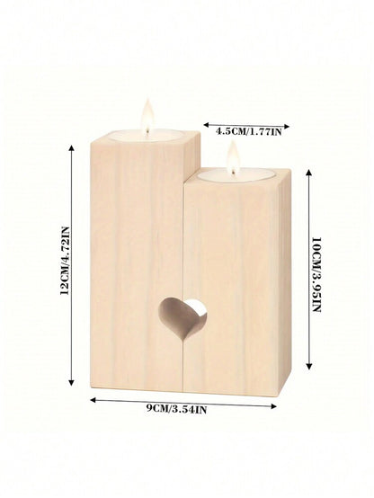 Wooden Heart Candle Holder Gift for Sister, Elegant Birthday or Thanksgiving Remembrance Keepsake, Best Friend or Family Gift (Candles Not Included)
