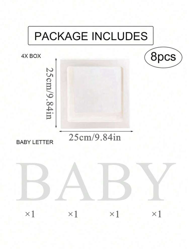 8pcs Transparent Baby Shower Boxes Set, 25cm Letter Balloon Boxes for Gender Reveal Party, Baby Boy or Girl Shower Decorations and Photography Props