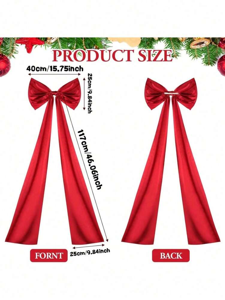 Large Wine Red Christmas Tree Topper Bow, Extra Satin Ribbon Decoration for Tree, Wreath & Wall, Elegant Holiday Home Decor