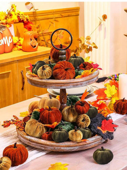 6pcs Faux Velvet Fabric Pumpkins, Elegant Fall Decorations for Home, Perfect for Thanksgiving Centerpieces, Weddings, or Farmhouse Table Displays