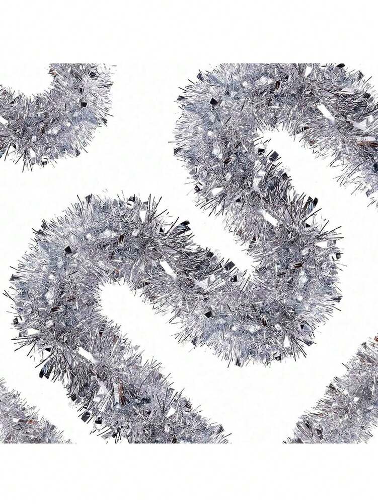 Metallic Tinsel Garland for Christmas, 1–2 Piece Shiny Glitter Streamer Decoration, Long Hanging Ornament for Trees, Parties, and Weddings