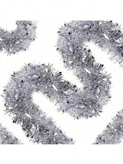 Metallic Tinsel Garland for Christmas, 1–2 Piece Shiny Glitter Streamer Decoration, Long Hanging Ornament for Trees, Parties, and Weddings