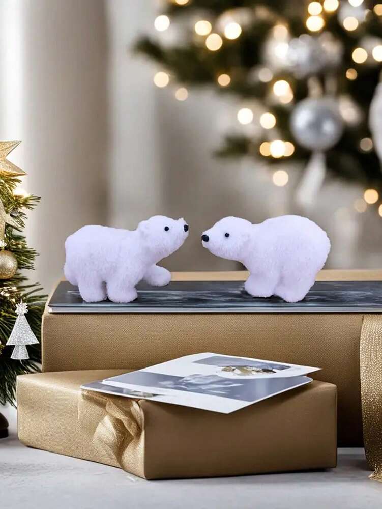 White Polar Bear Christmas Tree Ornament, Cute Hanging Pendant for Home or Office, Adorable Small Holiday Decoration for Kids and Family