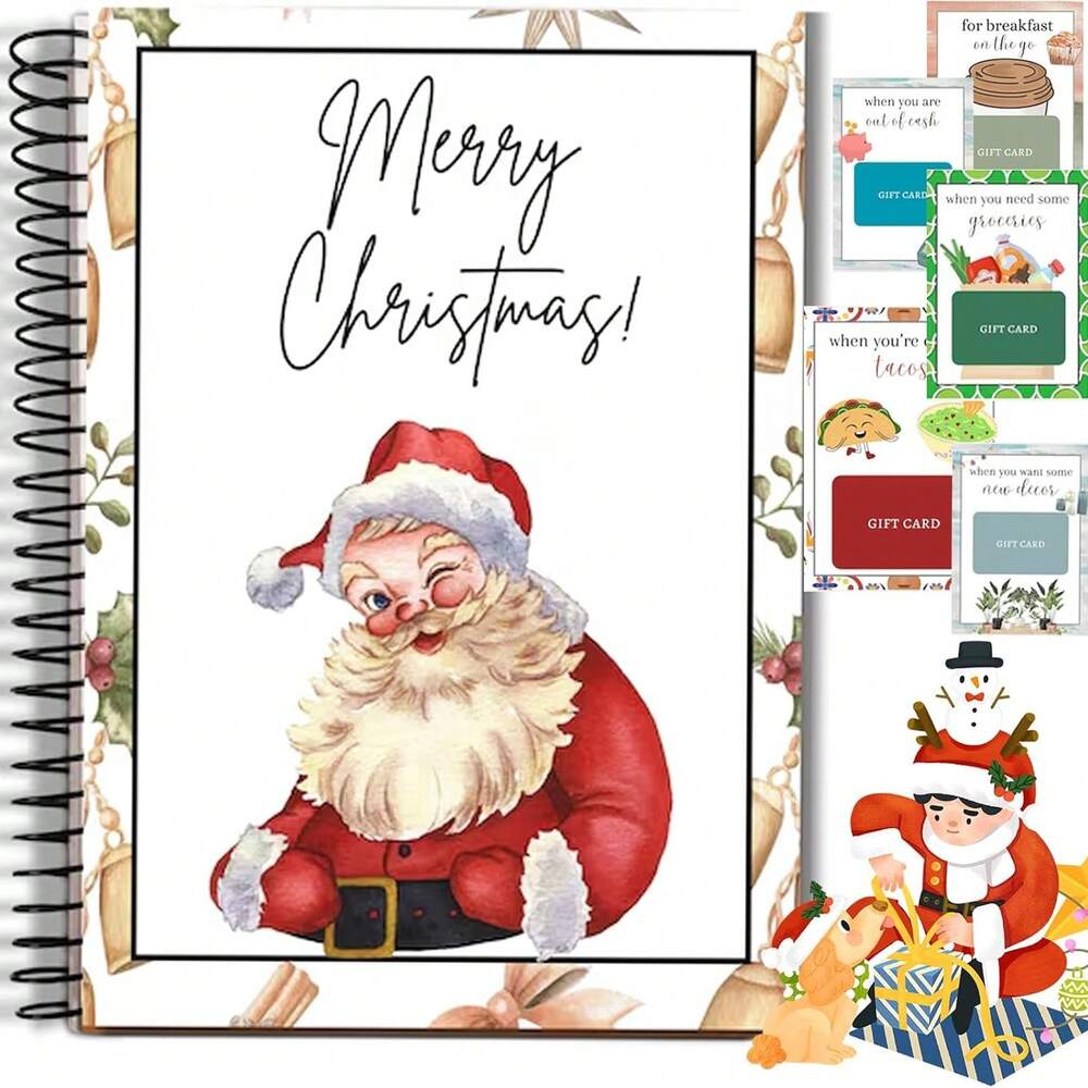 DIY Christmas Gift Card Book, Spiral-Bound Greeting Card Holder, Creative Holiday Card Organizer Book