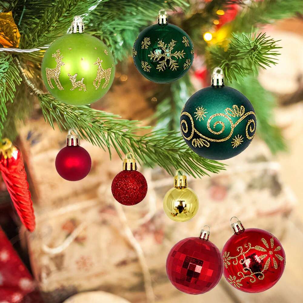 44pcs Sequined Christmas Tree Ball Ornaments, Glitter Decorative Holiday Tree Baubles, Perfect for Christmas Parties and Home Decoration