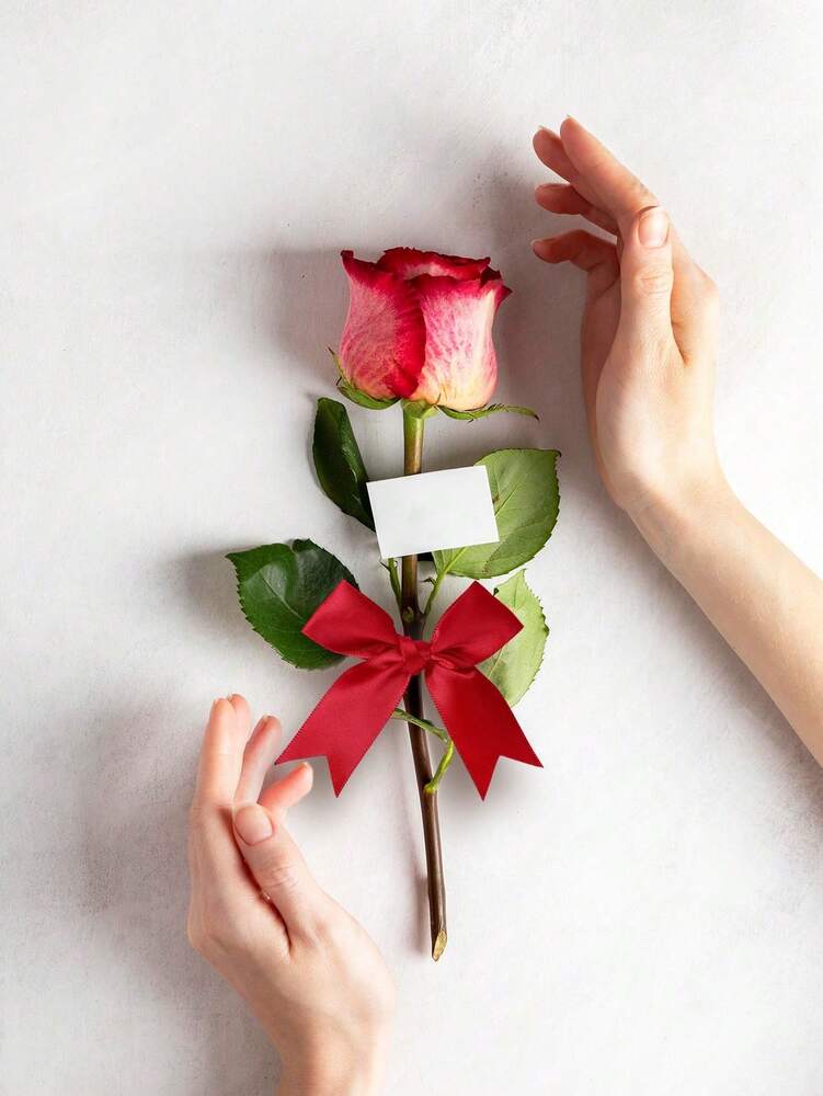 50pcs Red Satin Ribbon Bows, Small Bowknots for DIY Crafts, Gift Wrapping, Baking & Decorative Holiday Projects