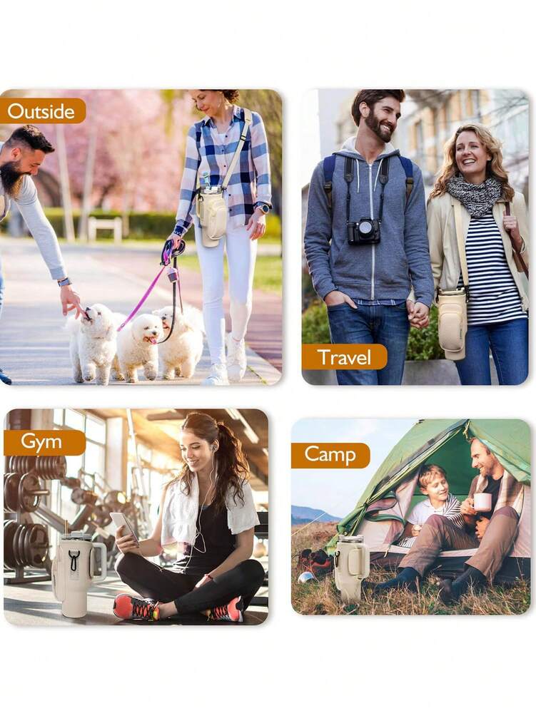 Portable 40oz Tumbler Cup Case with Adjustable Strap, Dual Storage Pockets for Travel or Outdoor Use, Functional Fitness Cup Cover and Wallet Combo