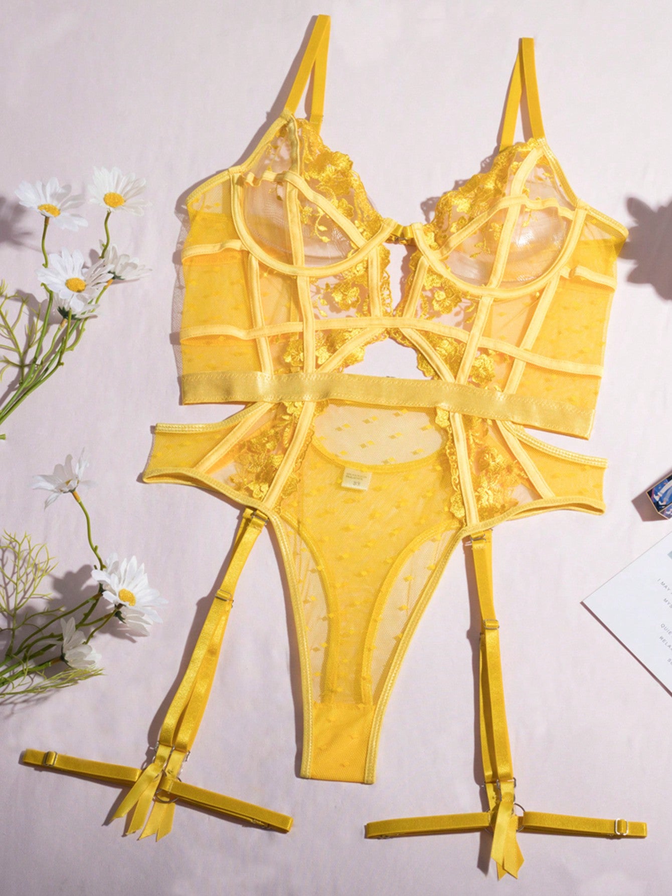 Women Embroidered Fabric One-Piece Teddy Bodysuit With Soft Texture And Simple Structure, Lightweight Material Construction, Flexible Fit, Suitable For General Wear And Styling Use