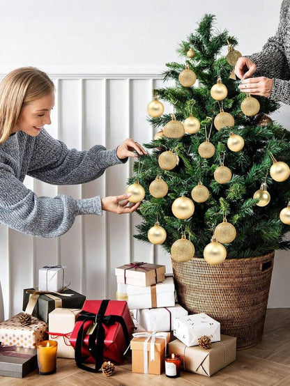 44-Piece Christmas Ball Ornament Set, Shatterproof Hanging Baubles for Christmas Tree, Wedding or Office Decor, Multi-Size Holiday Decorations