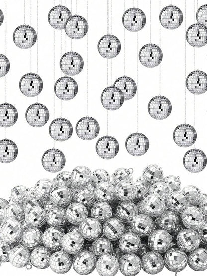 20pcs Silver Mirror Disco Ball Ornaments, Small Reflective Hanging Decorations for Disco Parties, Christmas Trees, Birthdays, and 70s-Themed Weddings