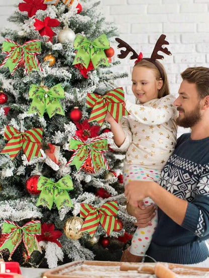 6-Piece Red and Green Christmas Ribbon Set, Large Decorative Wreath and Tree Ribbons for Gift Wrapping, Holiday Crafts, and Outdoor Christmas Decor