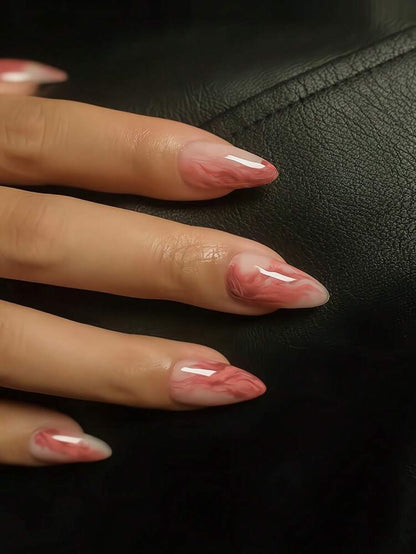 24pcs Medium Almond Press On Nails, Gradient Ombre Design, Elegant Full Cover Acrylic Nails For Women Summer Daily Nail Art Look