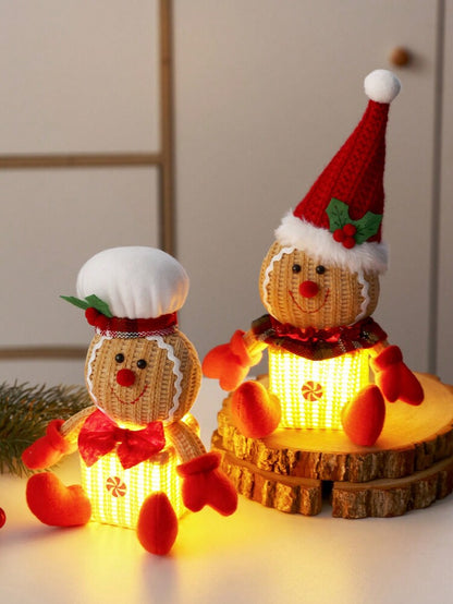Gingerbread Man Christmas Decorations, Two Adorable Styles for Tabletop or Fireplace Display, Festive Holiday Ornaments for Home Decor