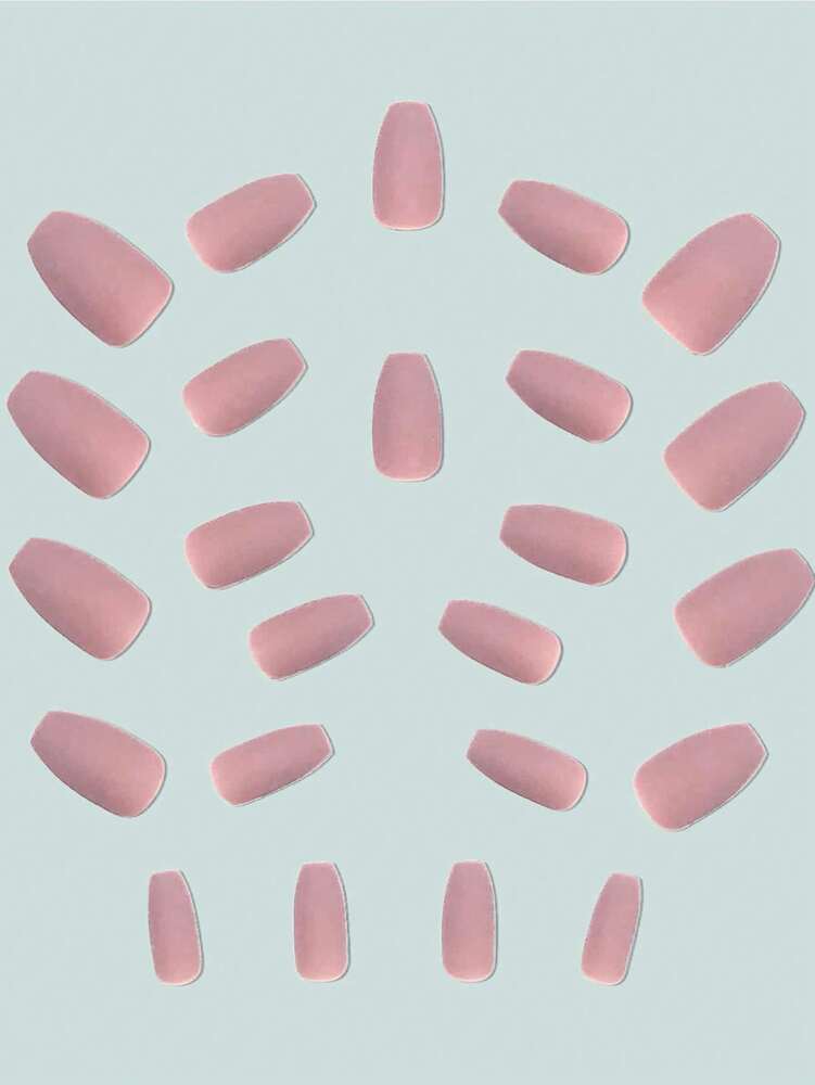 24pcs Medium Almond Matte Press On Nails, Solid Color White Black Pink Blue Multi Tone Set, Full Coverage Nails For Women And Girls