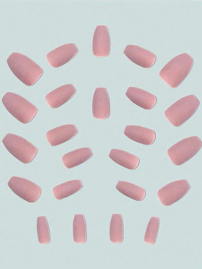 24pcs Medium Almond Matte Press On Nails, Solid Color White Black Pink Blue Multi Tone Set, Full Coverage Nails For Women And Girls