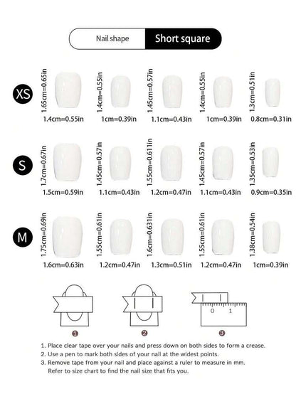 10pcs Short Square Press On Nails, French Heart Minimalist Jelly Pink Design, Handmade Nail Set For Wedding Party Or Daily Wear